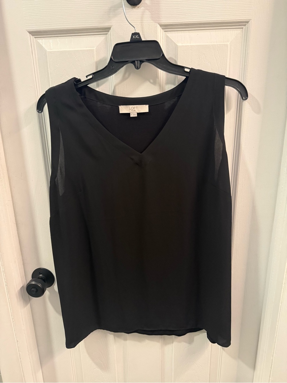 LOFT Black Mixed Media V-Neck Tank size 18